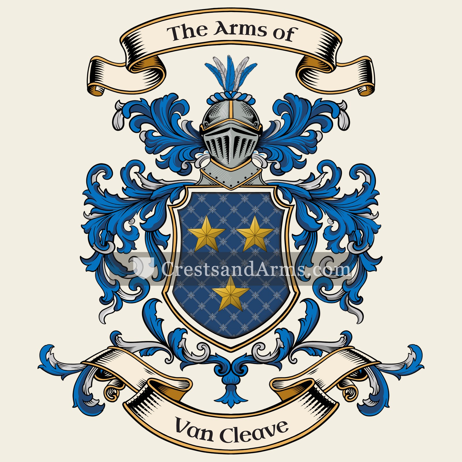 The Van Cleave coat of arms, drawn from the recorded blazon