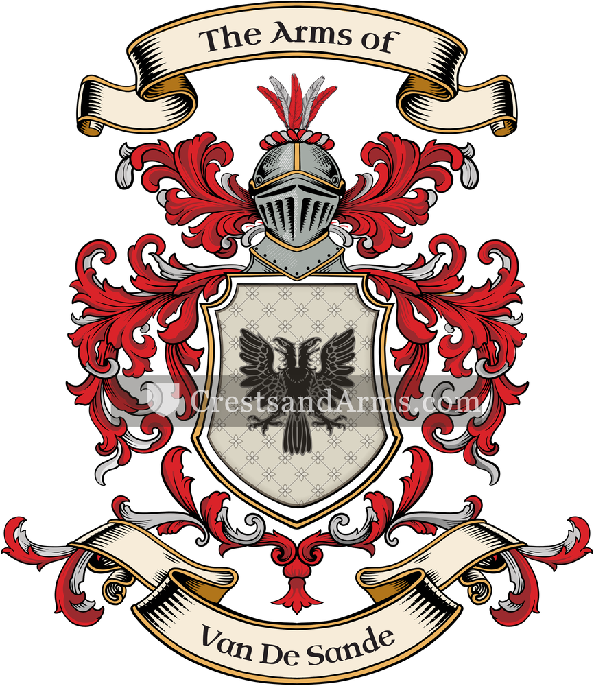 The Van De Sande coat of arms, drawn from the recorded blazon