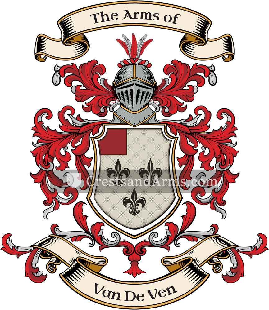 The Van De Ven coat of arms, drawn from the recorded blazon