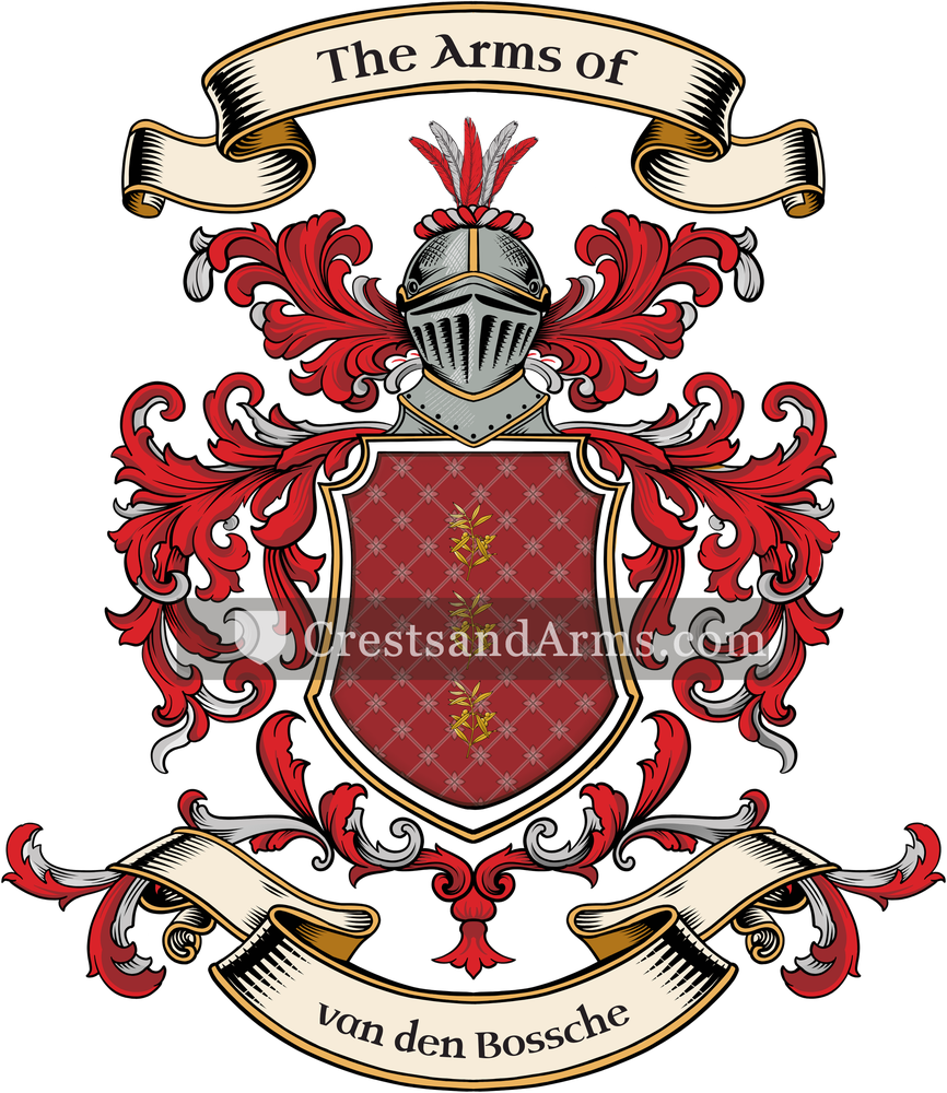 The van den Bossche coat of arms, drawn from the recorded blazon