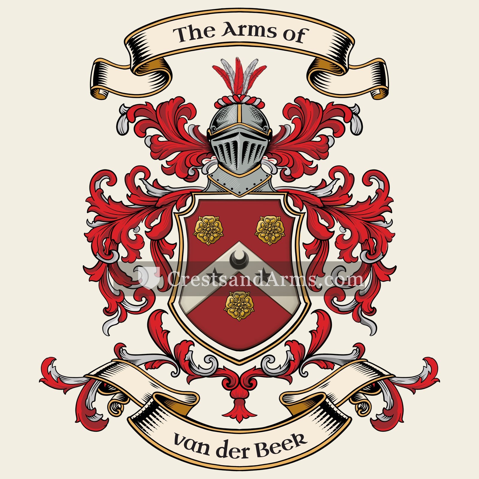 The van der Beek coat of arms, drawn from the recorded blazon