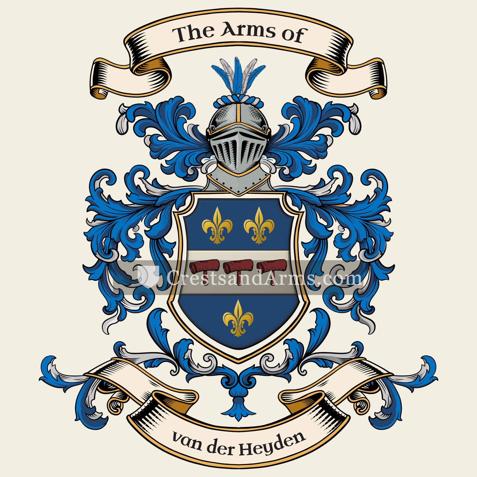 The van der Heyden coat of arms, drawn from the recorded blazon