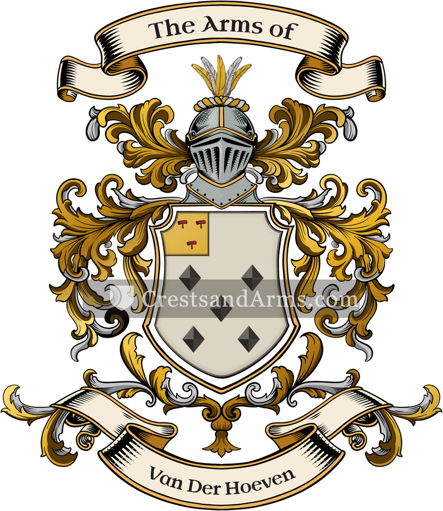 The Van Der Hoeven coat of arms, drawn from the recorded blazon