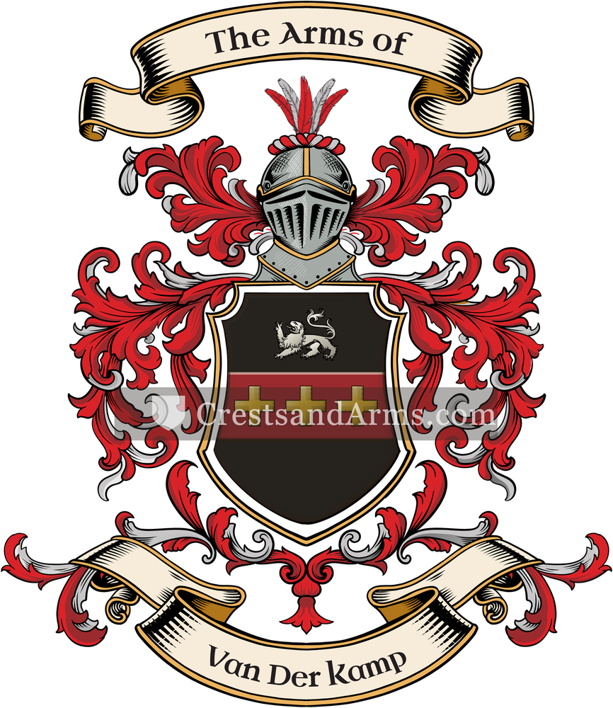 The Van Der Kamp coat of arms, drawn from the recorded blazon