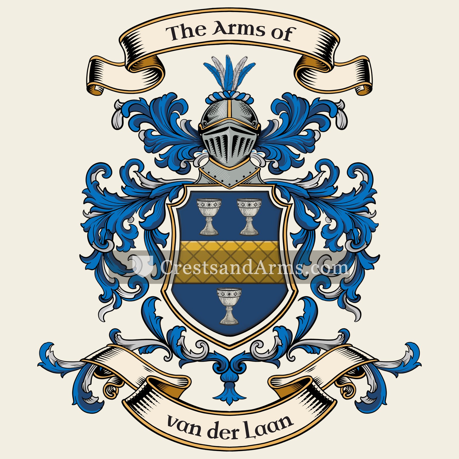 The van der Laan coat of arms, drawn from the recorded blazon