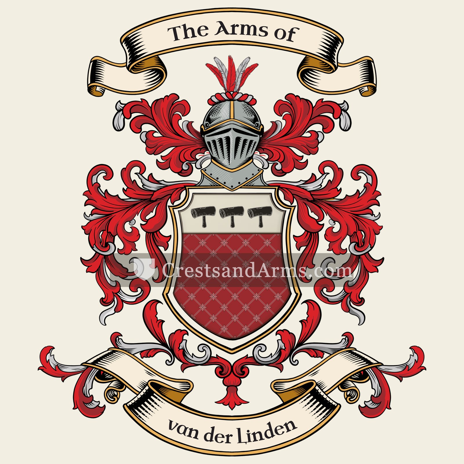 The van der Linden coat of arms, drawn from the recorded blazon