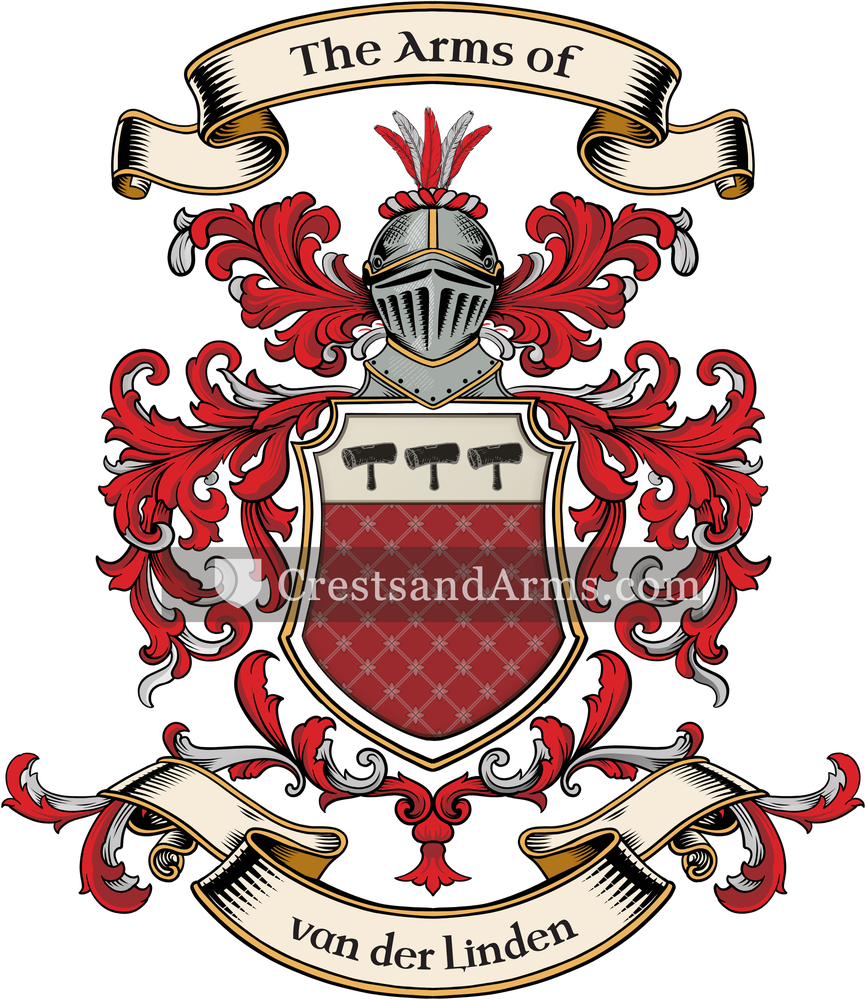The van der Linden coat of arms, drawn from the recorded blazon
