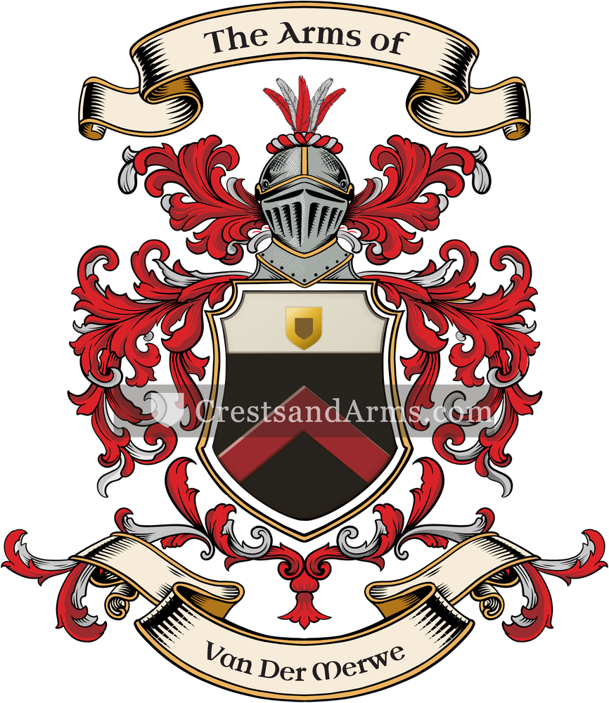 The Van Der Merwe coat of arms, drawn from the recorded blazon