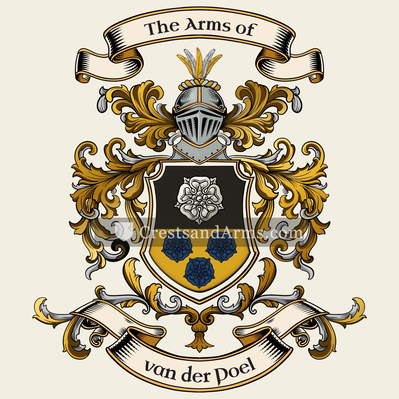 The van der Poel coat of arms, drawn from the recorded blazon