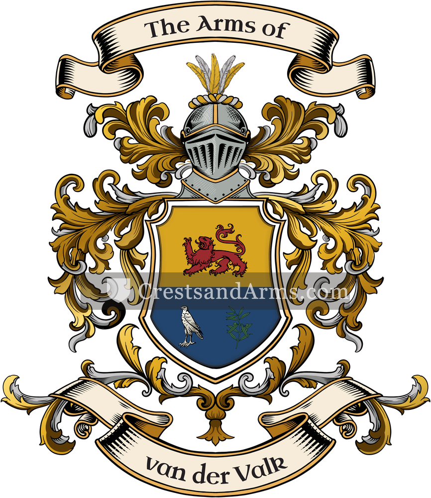 The van der Valk coat of arms, drawn from the recorded blazon