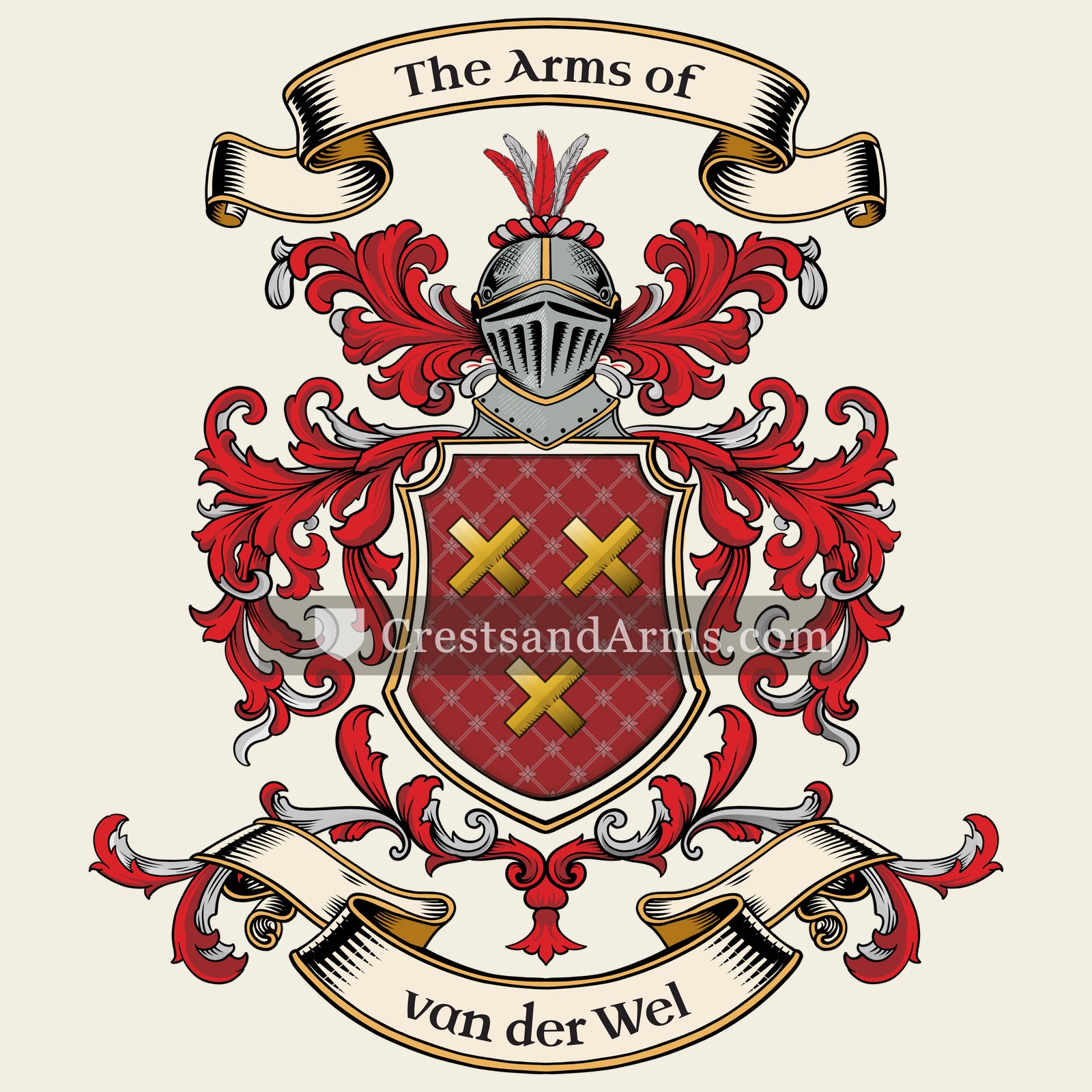 The van der Wel coat of arms, drawn from the recorded blazon