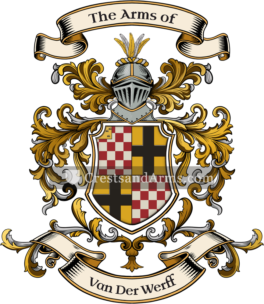 The Van Der Werff coat of arms, drawn from the recorded blazon