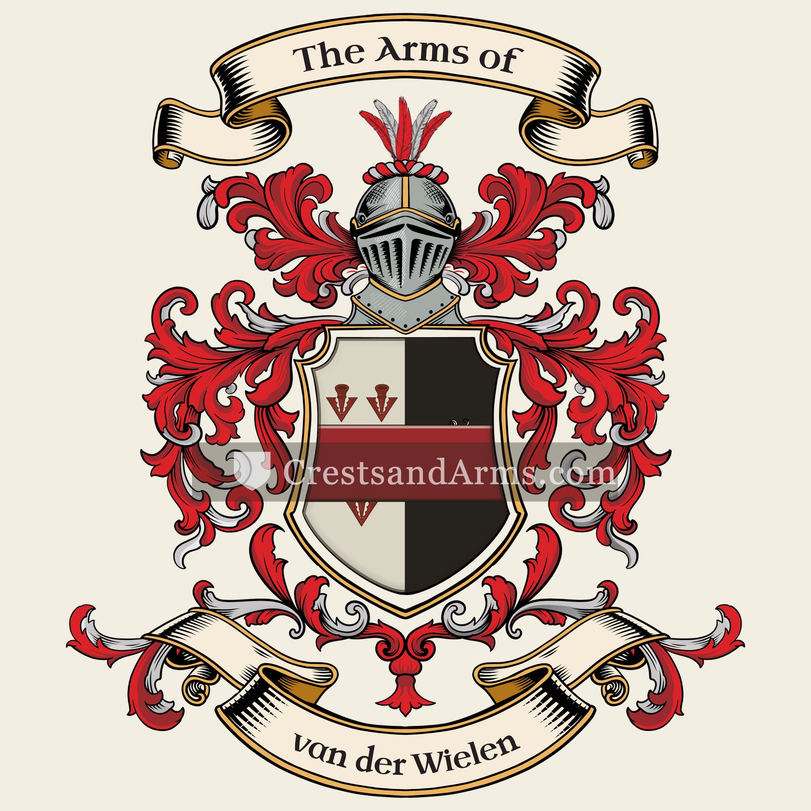 The van der Wielen coat of arms, drawn from the recorded blazon