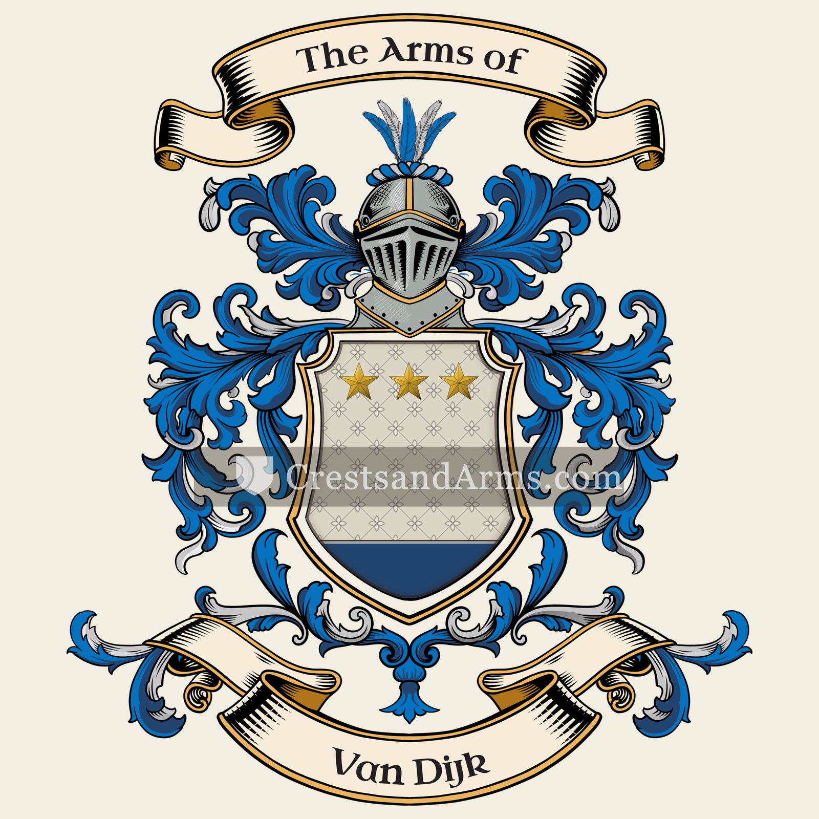 The Van Dijk coat of arms, drawn from the recorded blazon