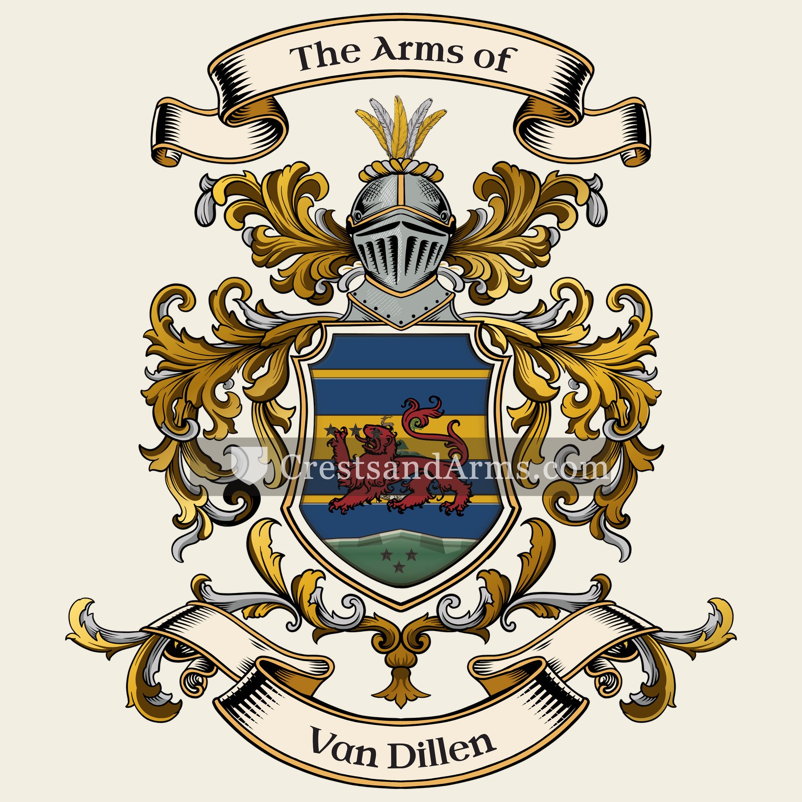 The Van Dillen coat of arms, drawn from the recorded blazon