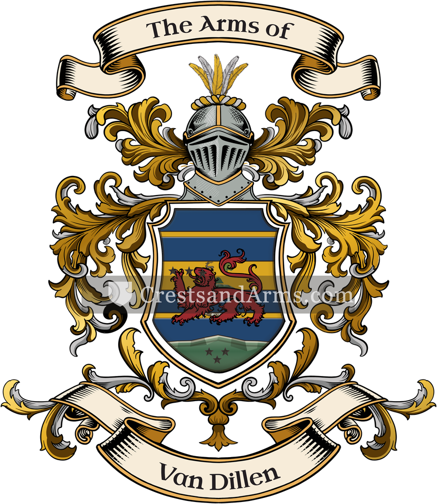 The Van Dillen coat of arms, drawn from the recorded blazon
