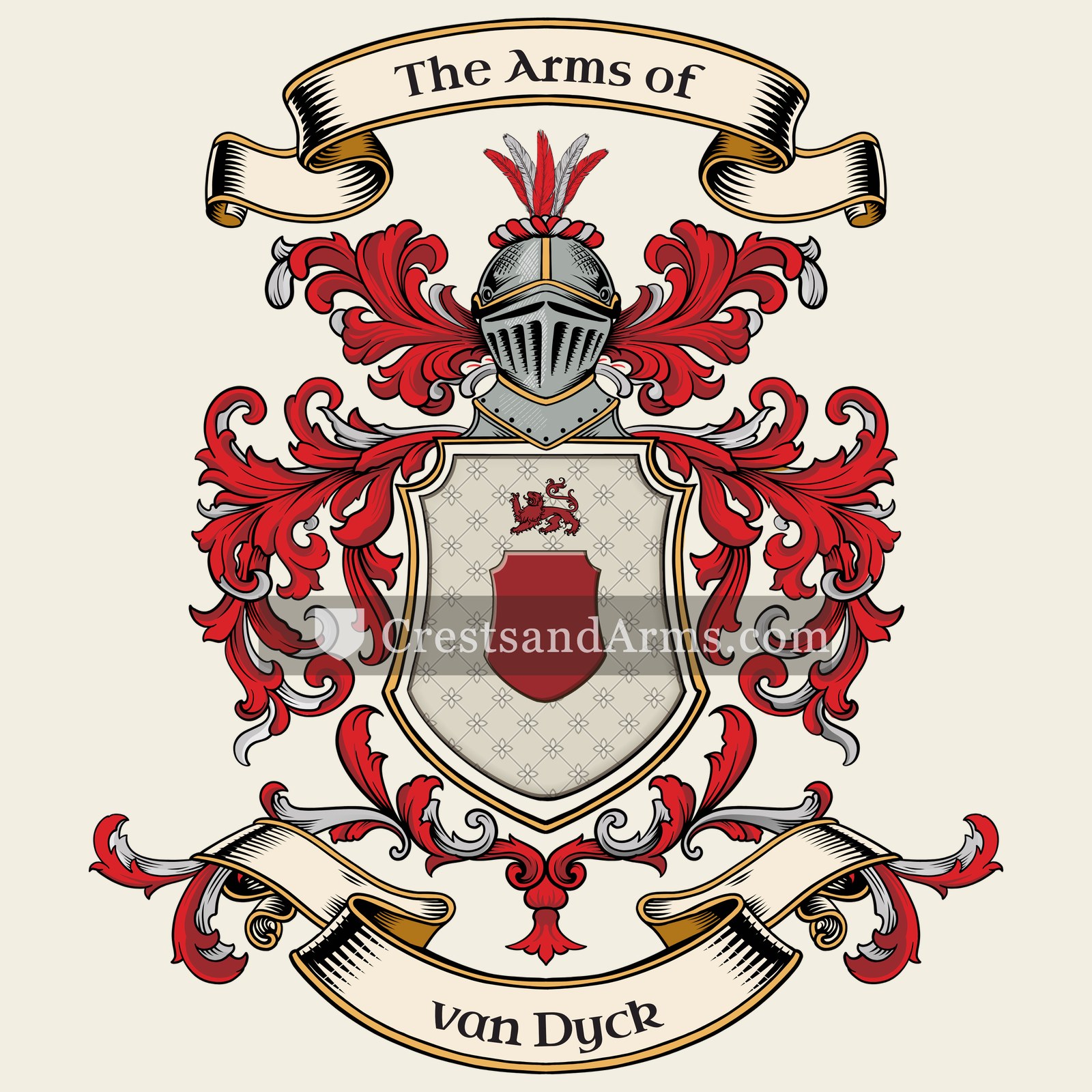 The van Dyck coat of arms, drawn from the recorded blazon