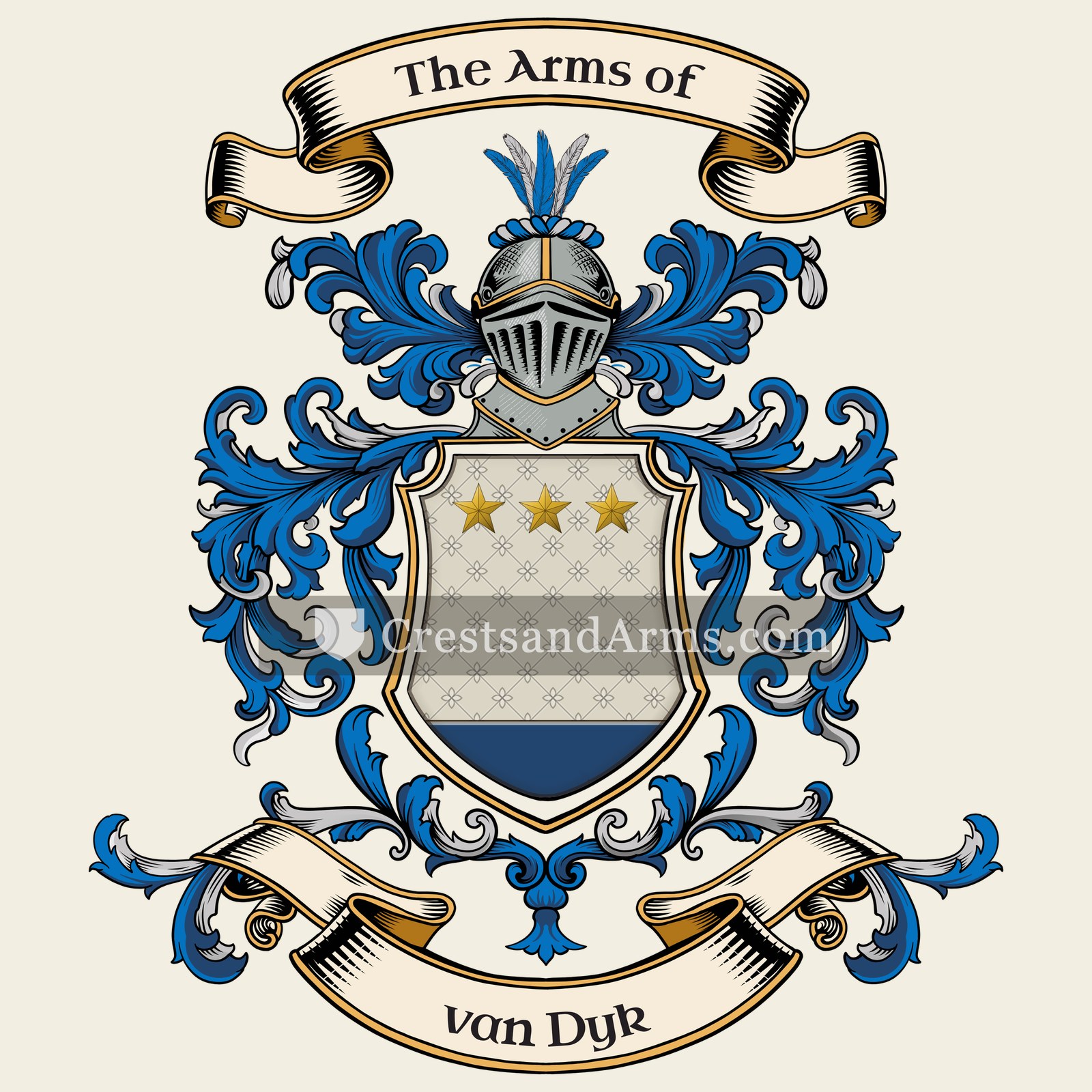 The van Dyk coat of arms, drawn from the recorded blazon