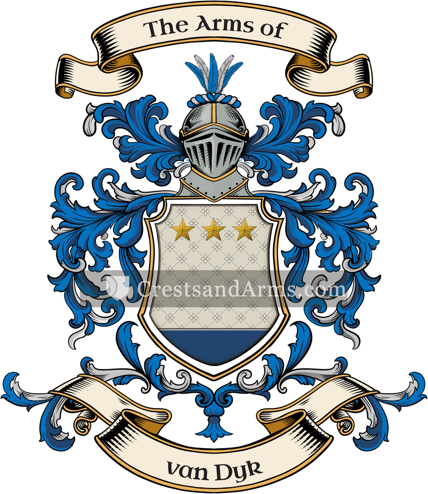 The van Dyk coat of arms, drawn from the recorded blazon