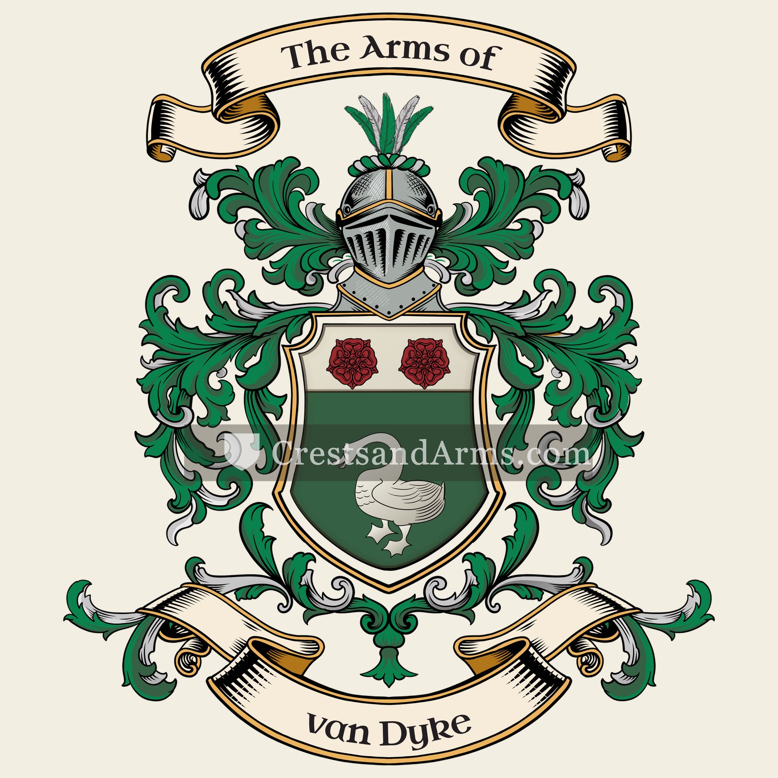 The van Dyke coat of arms, drawn from the recorded blazon