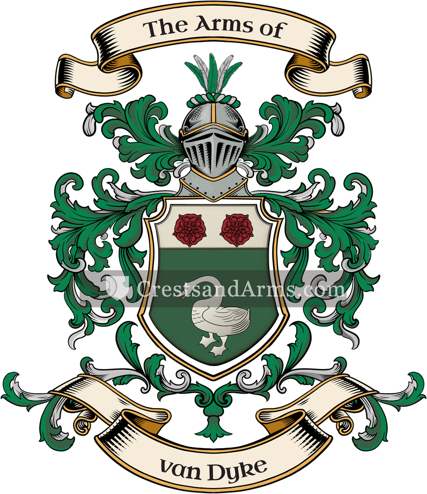 The van Dyke coat of arms, drawn from the recorded blazon