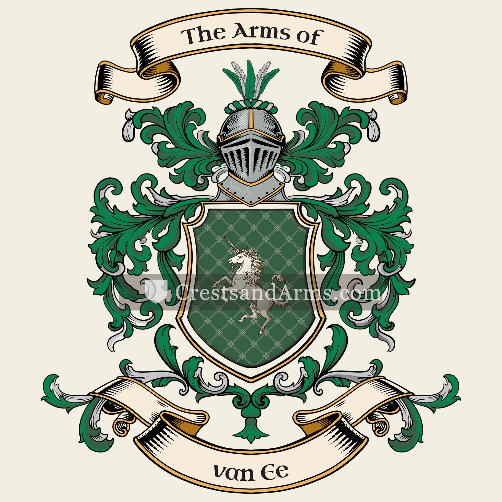 The van Ee coat of arms, drawn from the recorded blazon