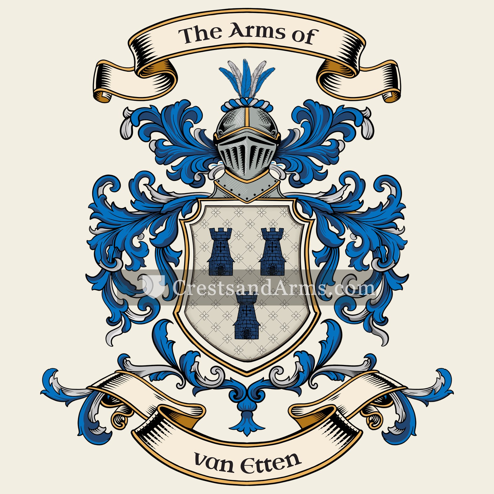 The van Etten coat of arms, drawn from the recorded blazon
