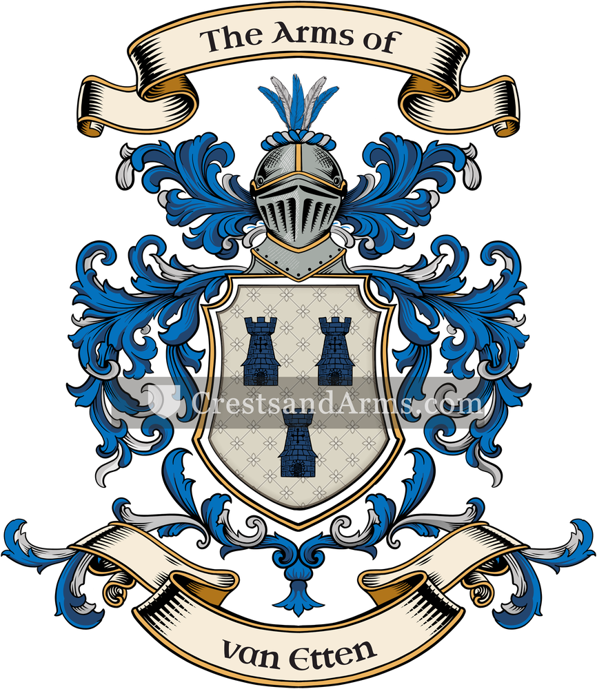 The van Etten coat of arms, drawn from the recorded blazon