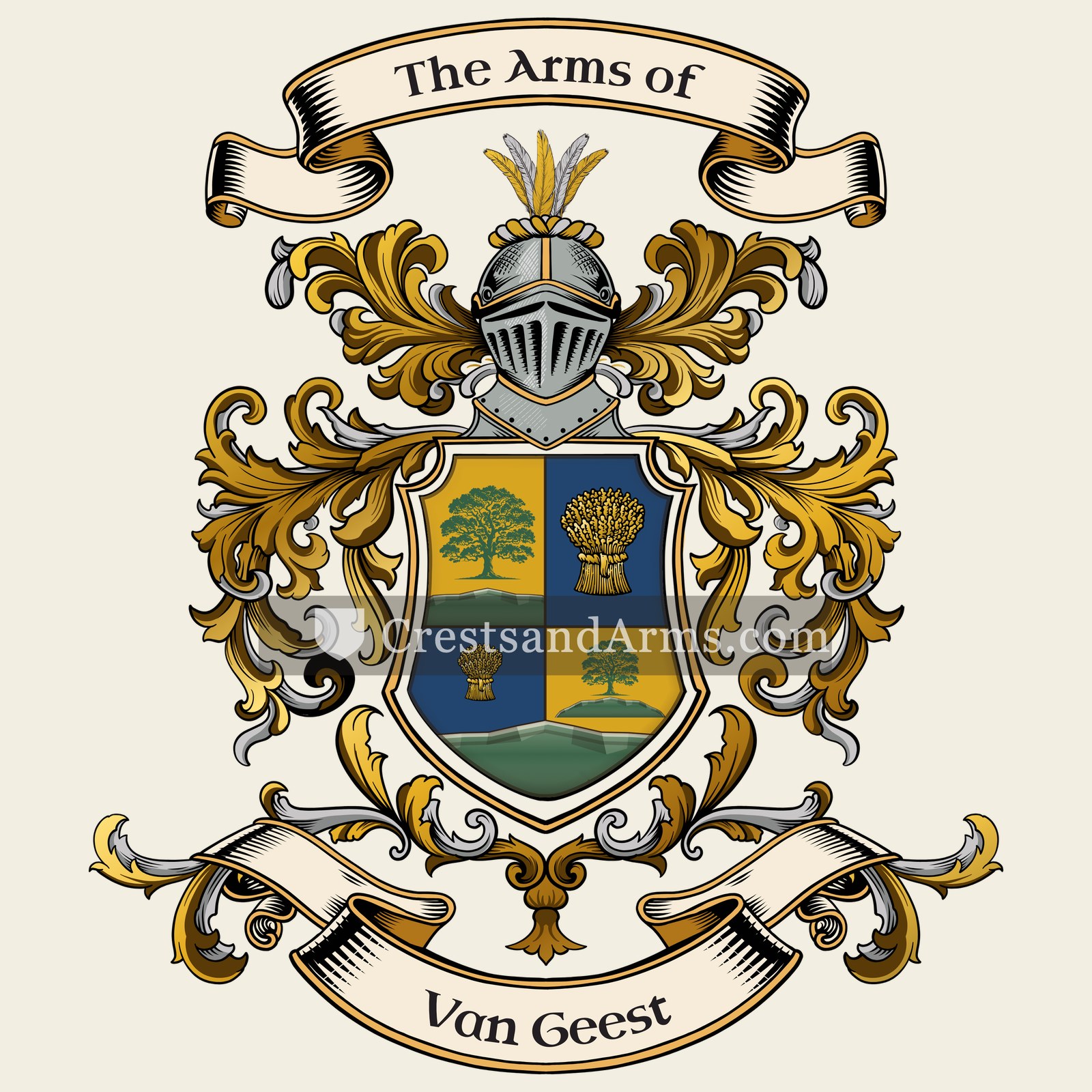 The Van Geest coat of arms, drawn from the recorded blazon