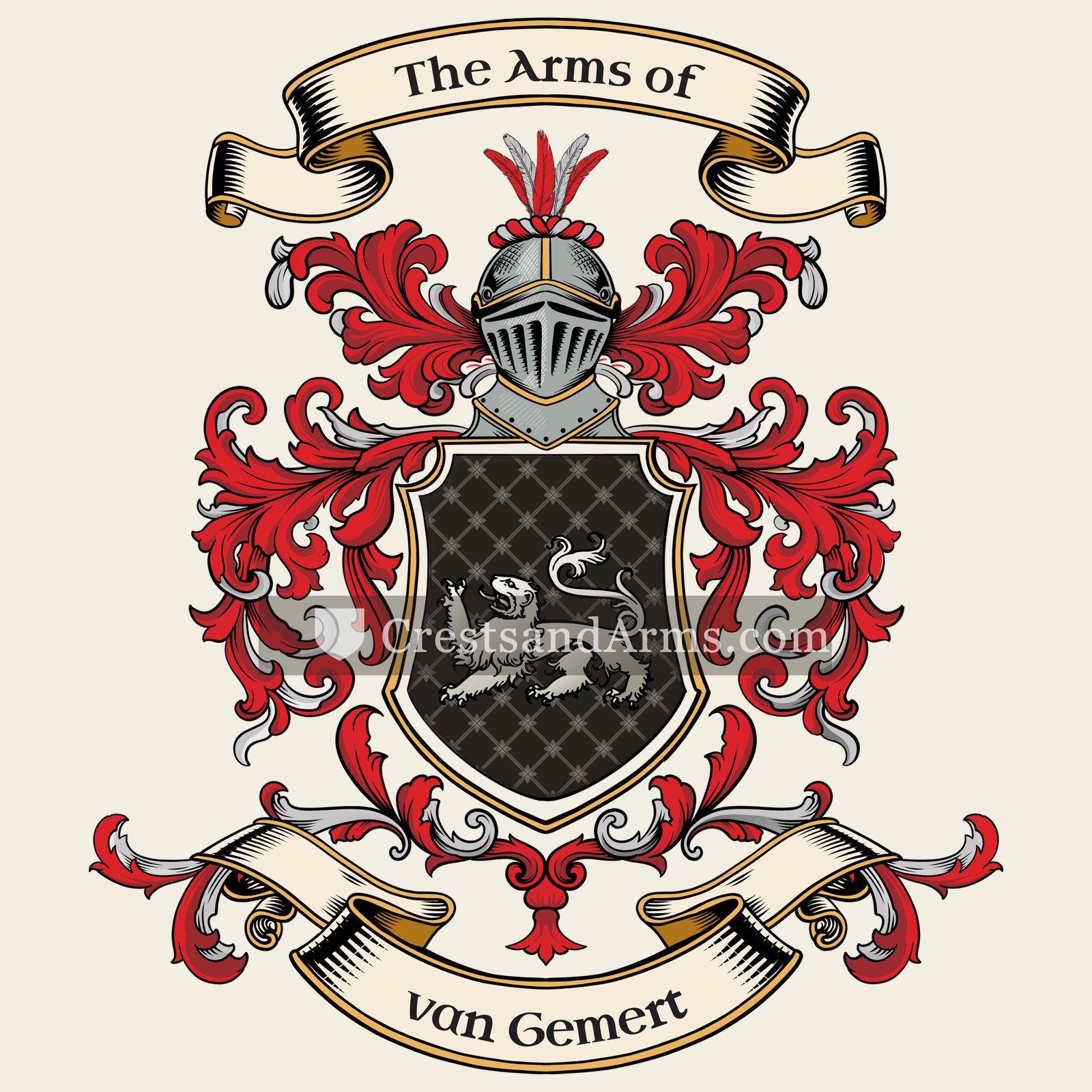 The van Gemert coat of arms, drawn from the recorded blazon