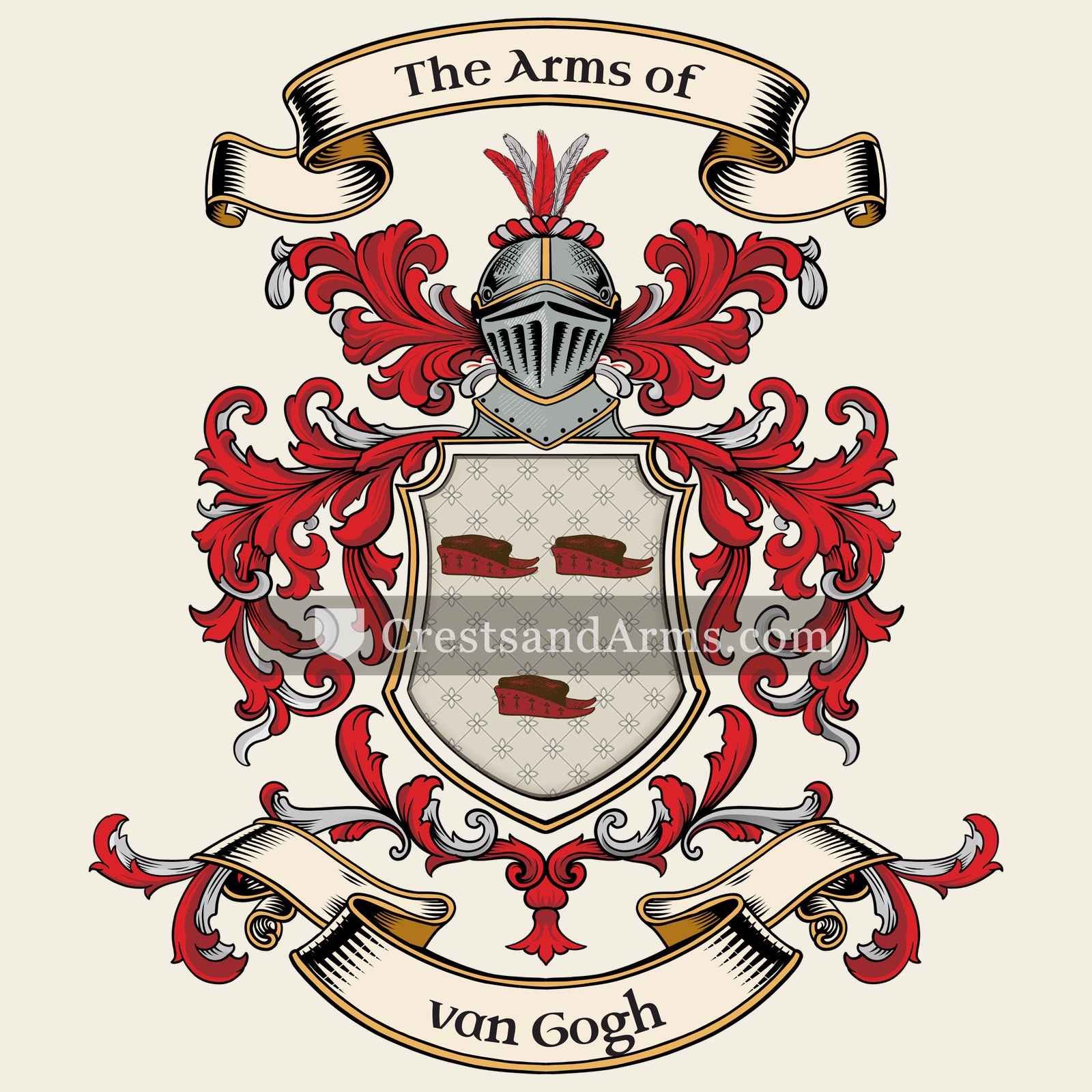 The van Gogh coat of arms, drawn from the recorded blazon