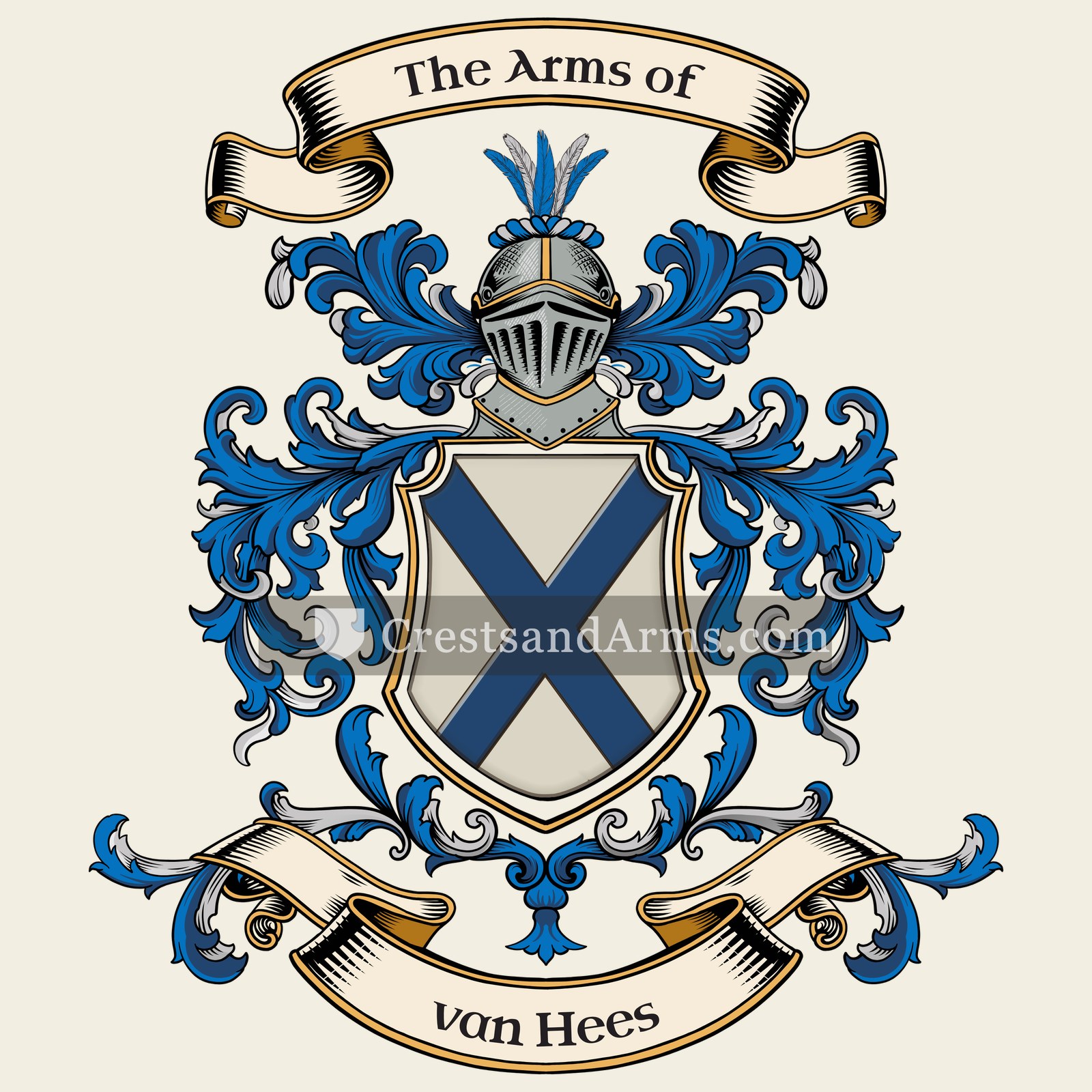 The van Hees coat of arms, drawn from the recorded blazon