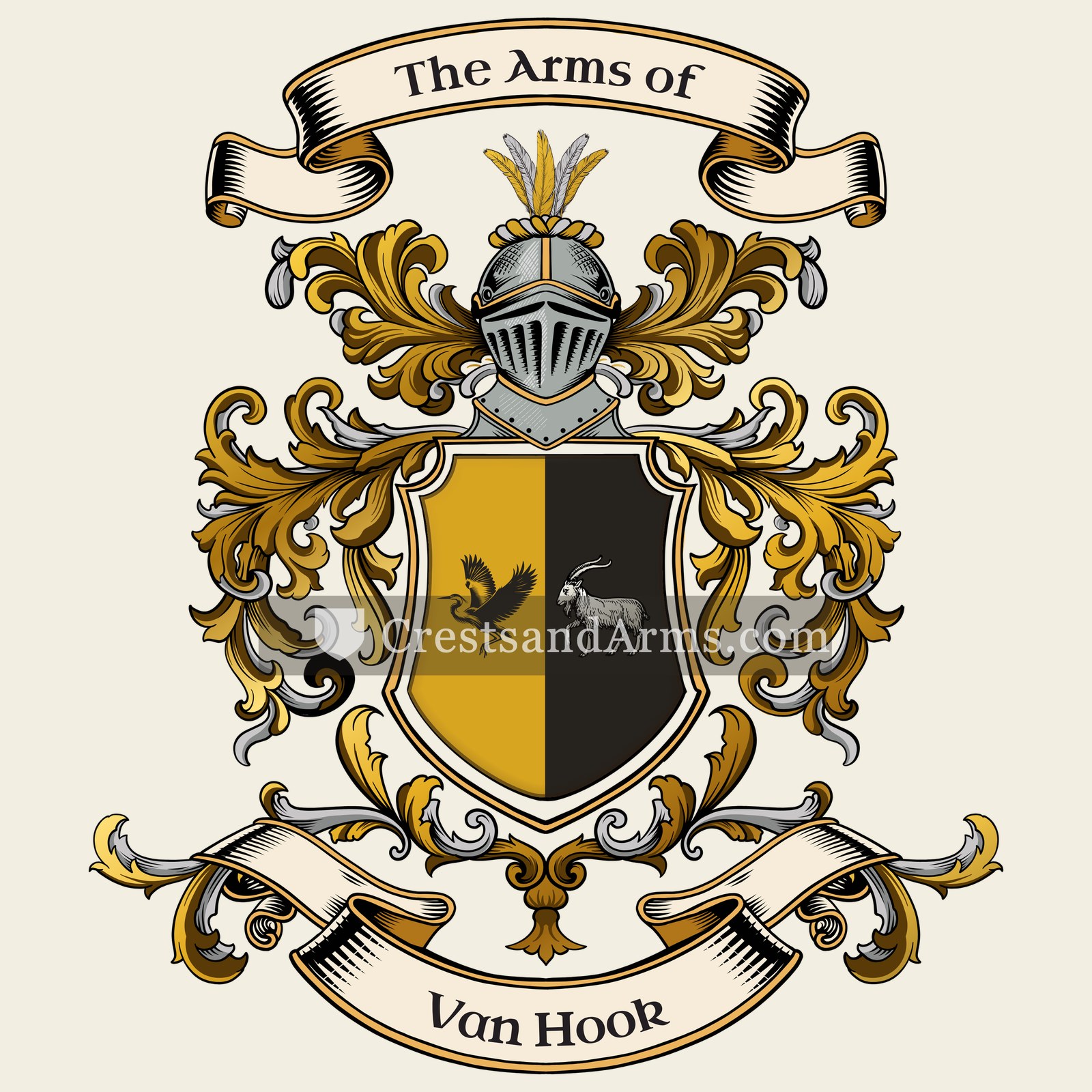 The Van Hook coat of arms, drawn from the recorded blazon
