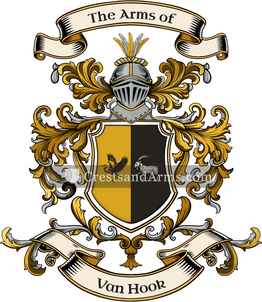 The Van Hook coat of arms, drawn from the recorded blazon