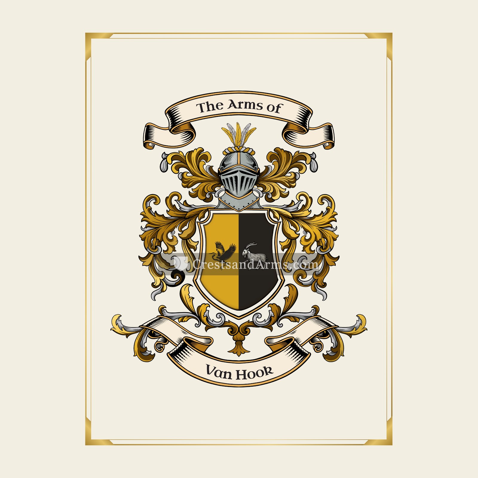 With gold border