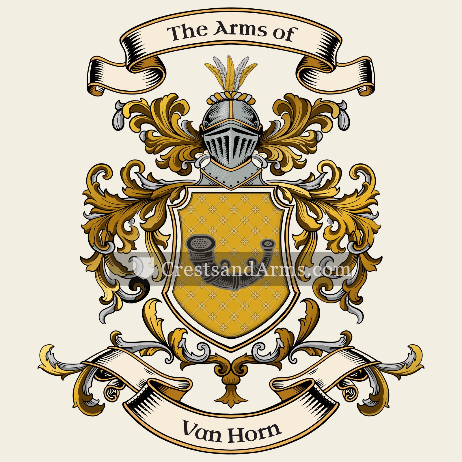 The Van Horn coat of arms, drawn from the recorded blazon