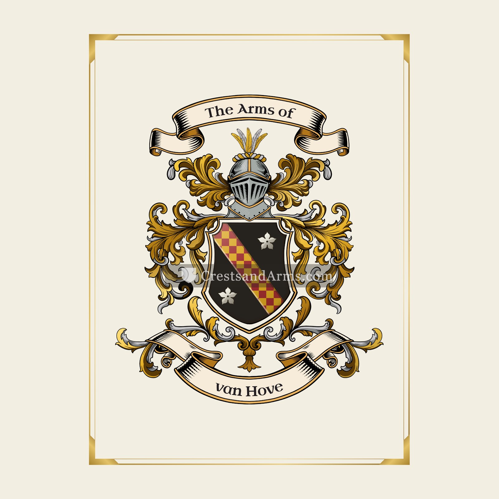 With gold border