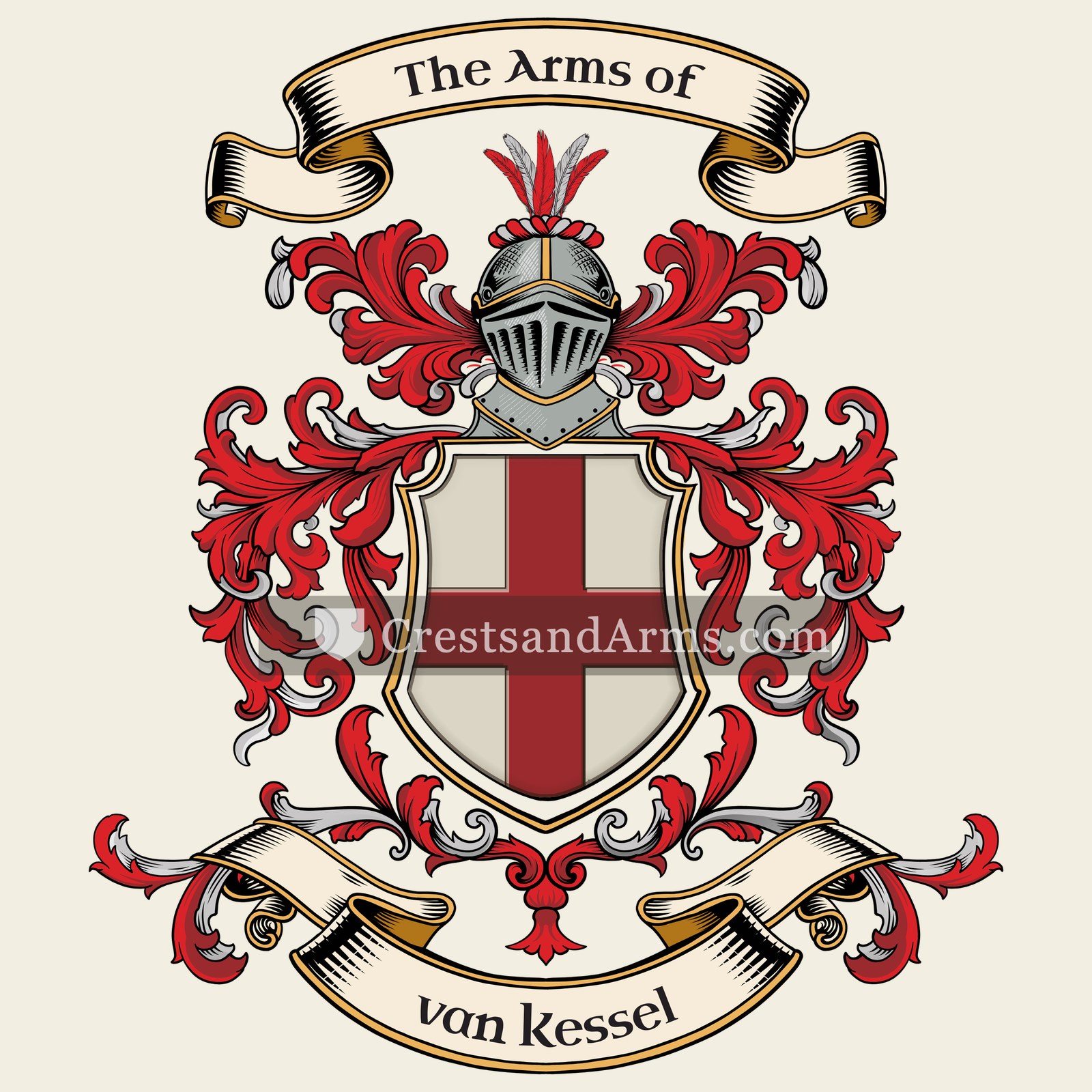The van Kessel coat of arms, drawn from the recorded blazon