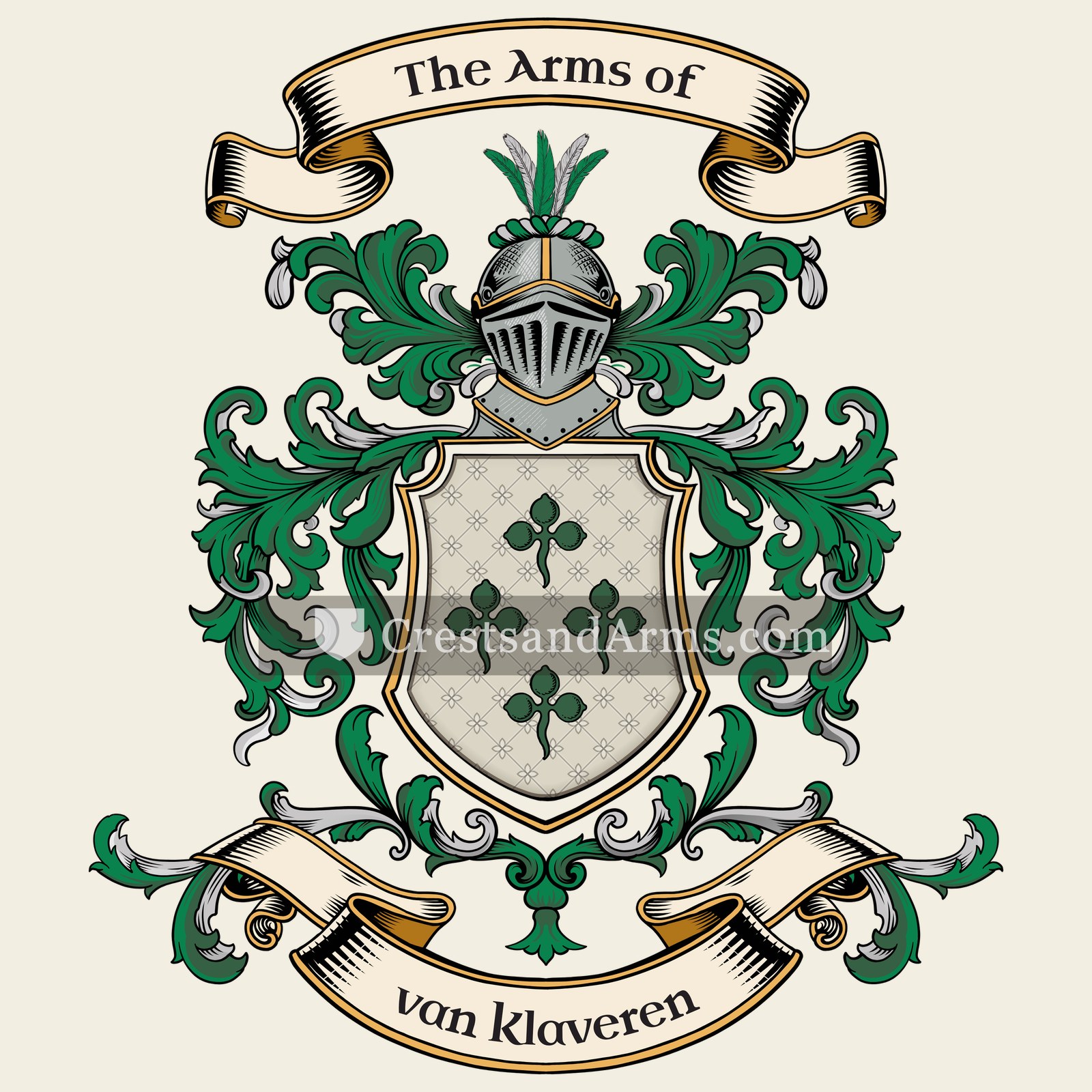 The van Klaveren coat of arms, drawn from the recorded blazon