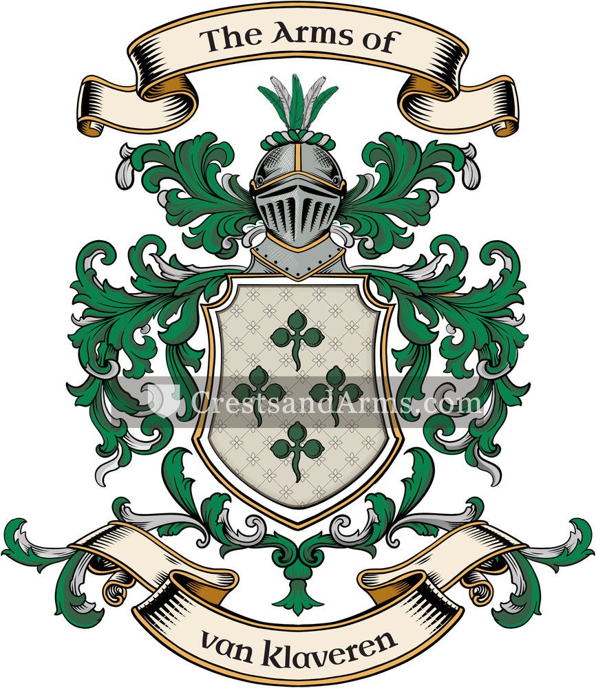 The van Klaveren coat of arms, drawn from the recorded blazon