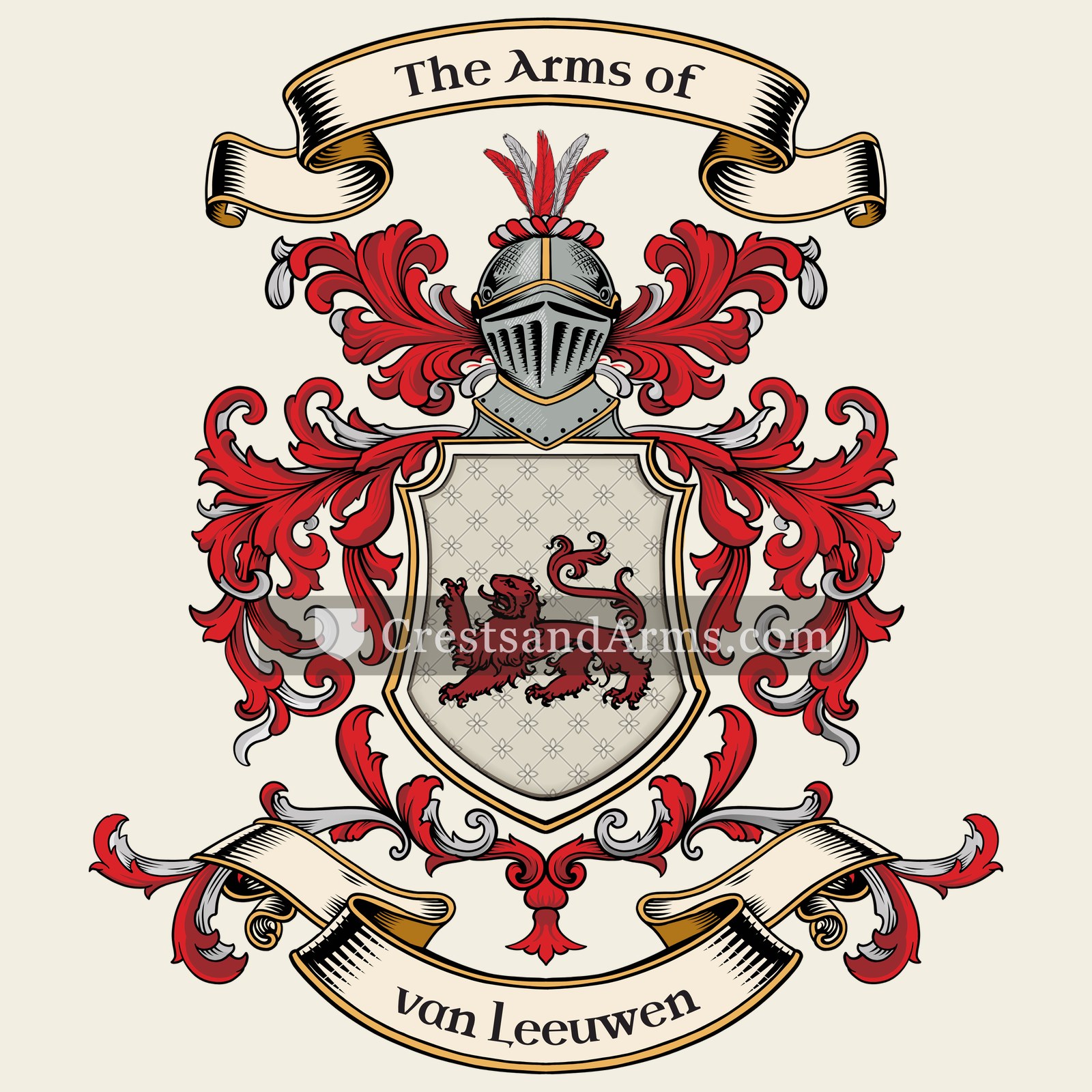 The van Leeuwen coat of arms, drawn from the recorded blazon