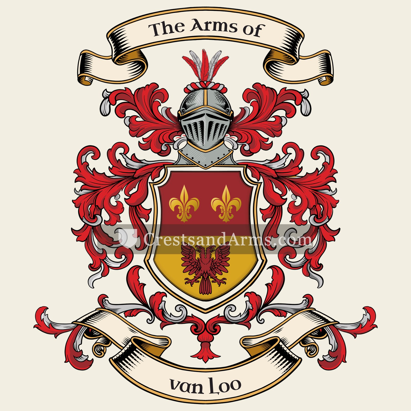 The van Loo coat of arms, drawn from the recorded blazon