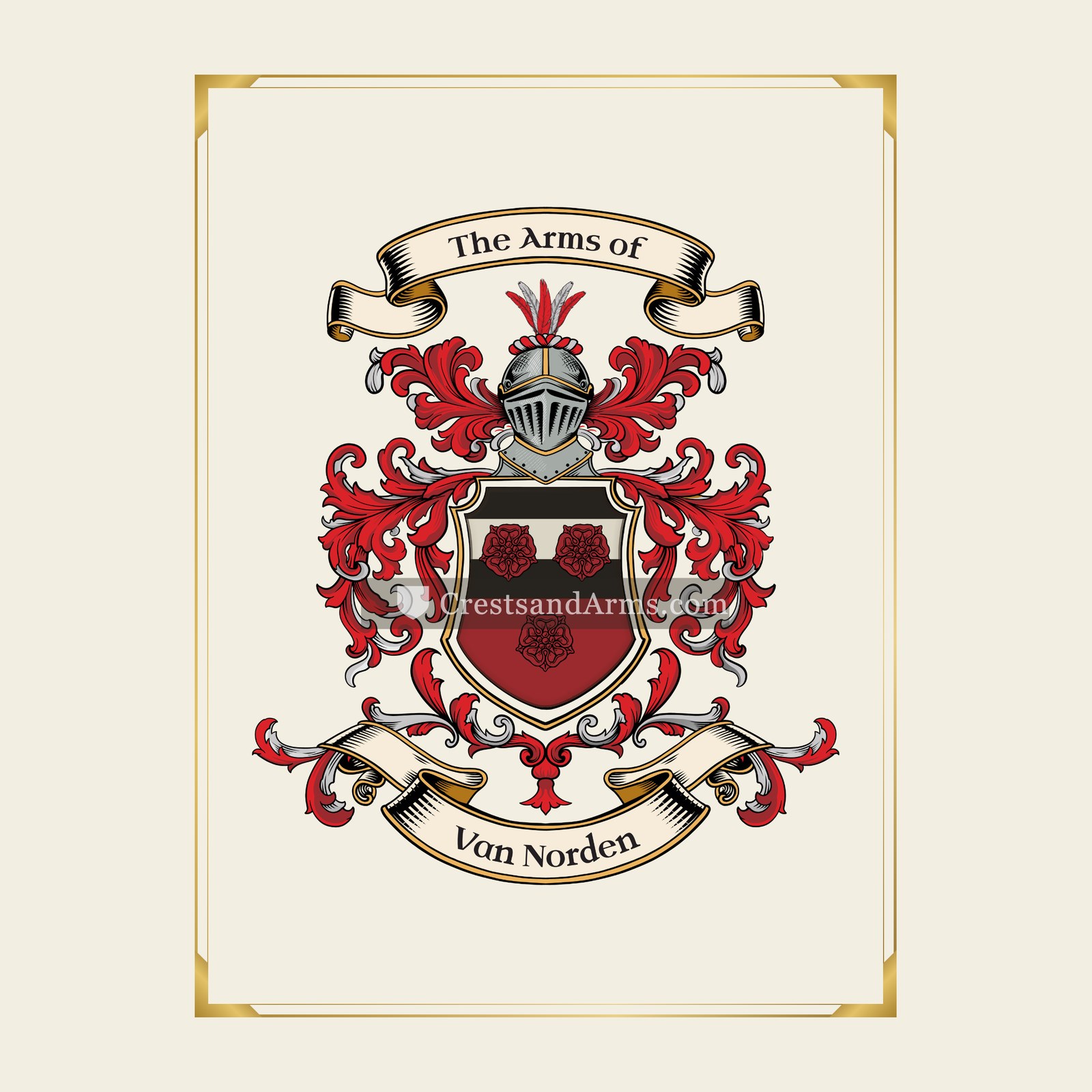 With gold border