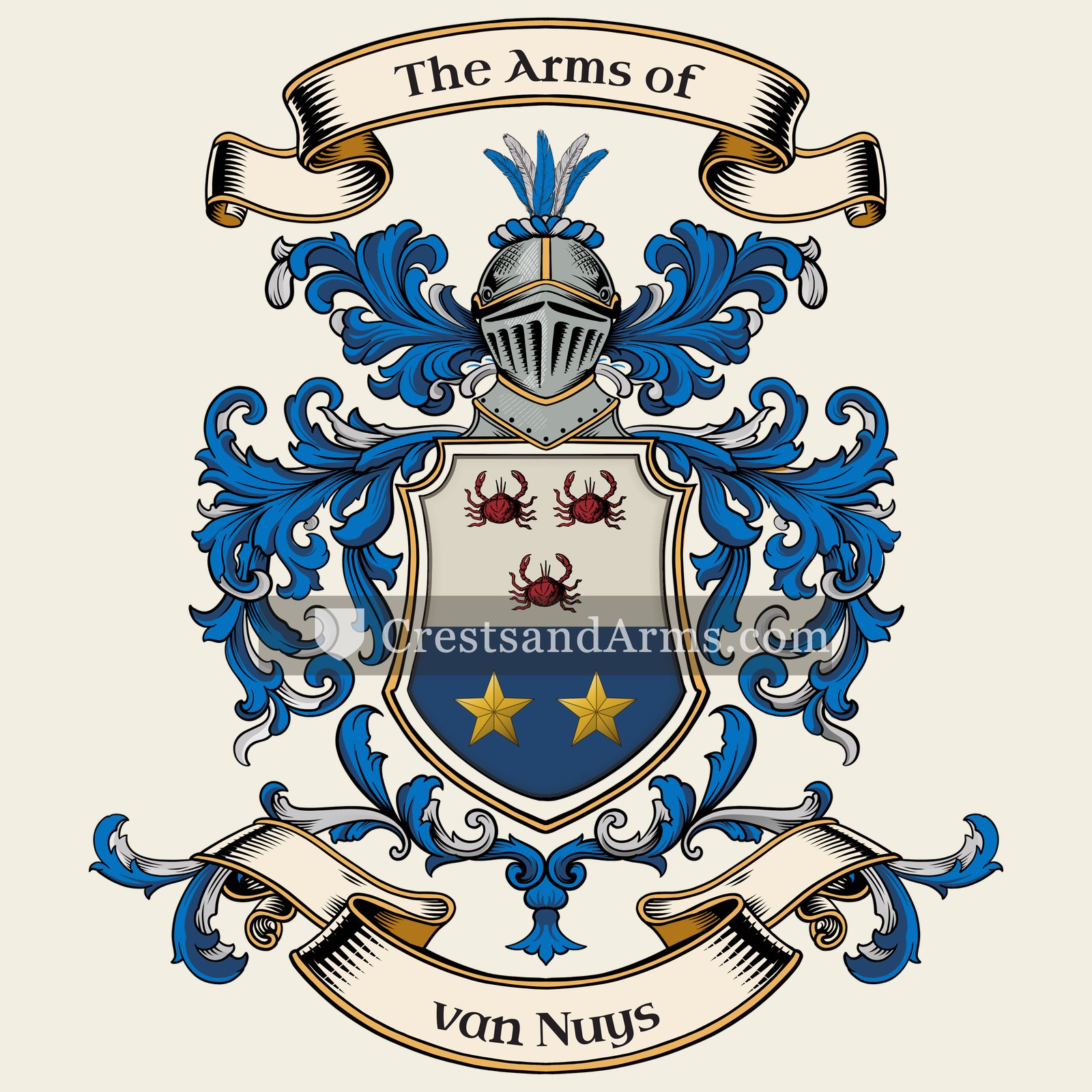 The van Nuys coat of arms, drawn from the recorded blazon