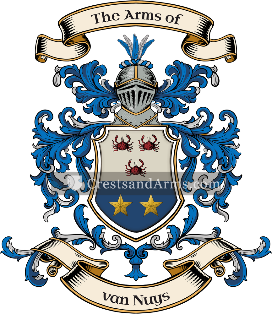 The van Nuys coat of arms, drawn from the recorded blazon