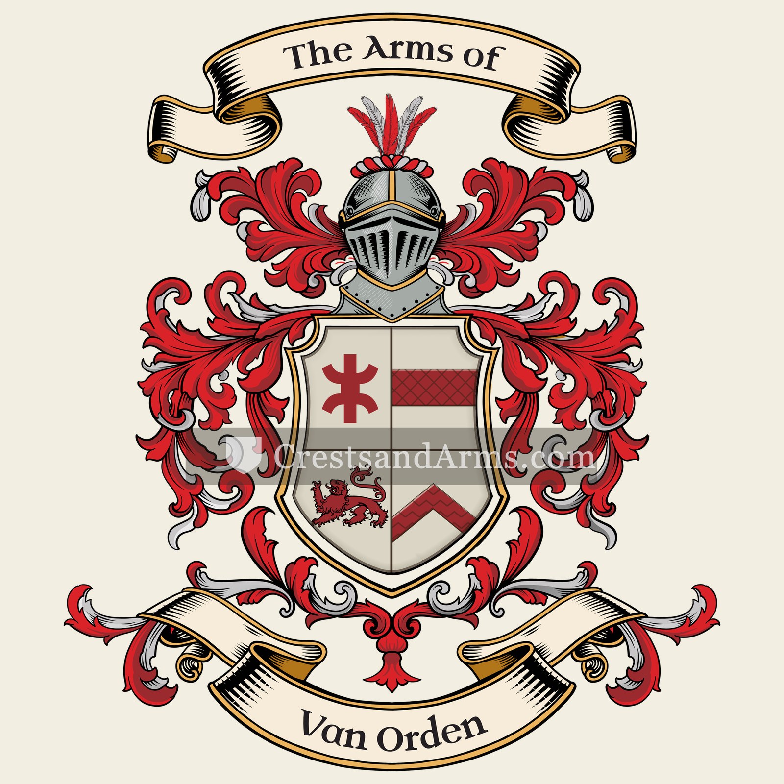 The Van Orden coat of arms, drawn from the recorded blazon
