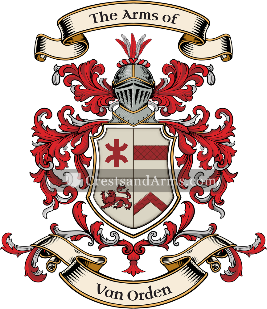 The Van Orden coat of arms, drawn from the recorded blazon
