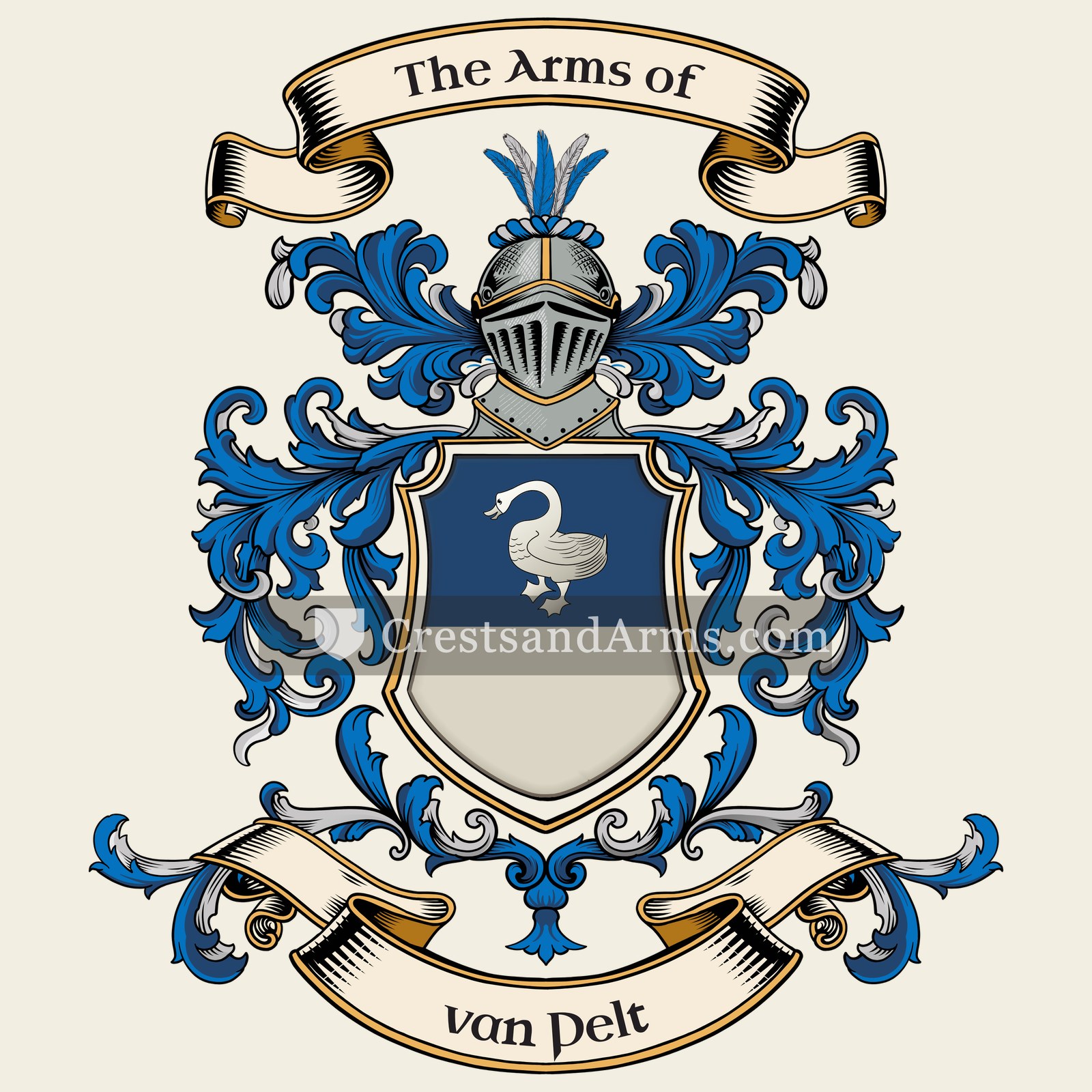The van Pelt coat of arms, drawn from the recorded blazon