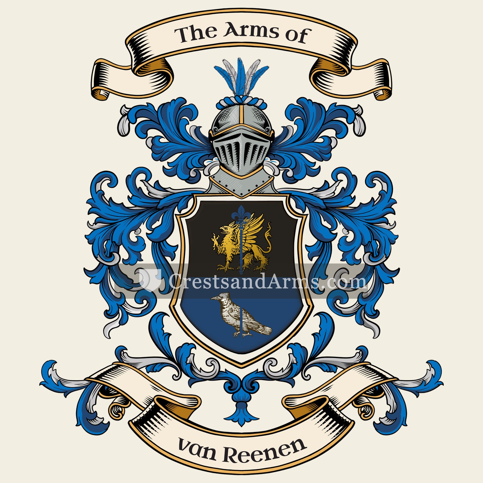 The van Reenen coat of arms, drawn from the recorded blazon