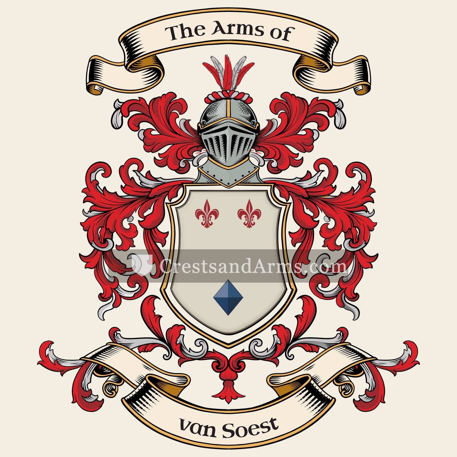 The van Soest coat of arms, drawn from the recorded blazon